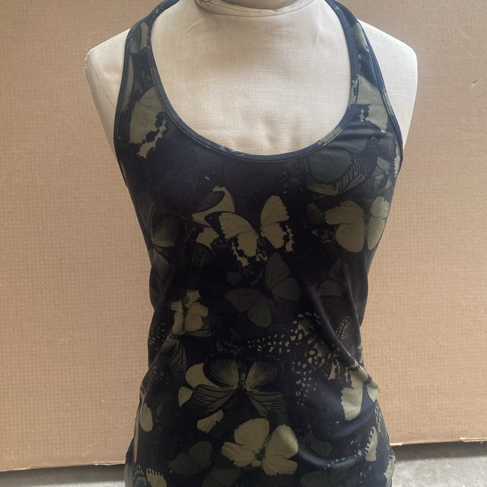 Lululemon Tank Top Size 4 Small Racerback Green Black Print